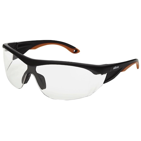Sellstrom Advantage Plus, Safety Glasses, Anti-Scratch, Clear Lens, Black/Orange Frame, Frameless S71400